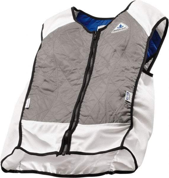 Techniche - Size M, Silver Cooling Vest - Zipper Front, Nylon, HyperKewl, Poly-Cotton - Industrial Tool & Supply