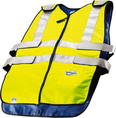 Techniche - Size M/L, High Visibility Lime Cooling Vest - Zipper Front, Polyester - Industrial Tool & Supply