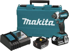 Makita - 18 Volt, 1/2" Drive, 20 Ft/Lb Torque, Cordless Impact Driver - Pistol Grip Handle, 3600 RPM, 2 Lithium-Ion Batteries Included - Industrial Tool & Supply