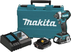 Makita - 18 Volt, 1/4" Drive, 20 Ft/Lb Torque, Cordless Impact Driver - Pistol Grip Handle, 3600 RPM, 2 Lithium-Ion Batteries Included - Industrial Tool & Supply
