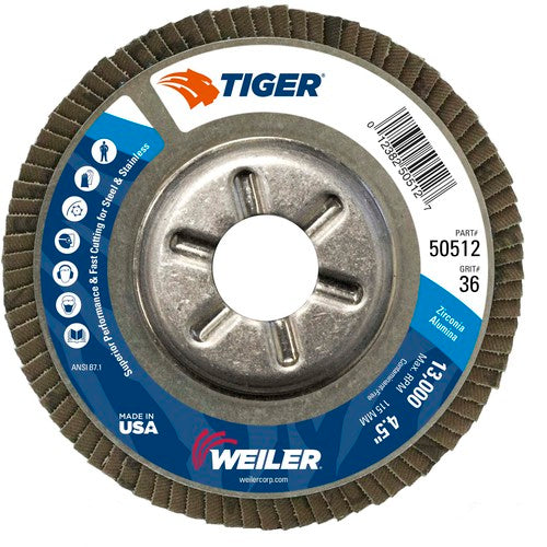 4-1/2 TIGER FLAP DISC 36Z 7/8 AH - Industrial Tool & Supply