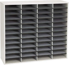 FELLOWES - 38-1/4" Wide x 11-7/8" Deep x 34-11/16" High, 48 Compartments, Corrugated Fiberboard & Laminated Literature Organizer - Dove Gray, 9" Compartment Width x 2-1/2" Compartment Depth x 11" Compartment Height - Industrial Tool & Supply