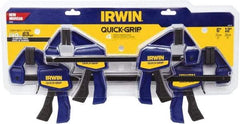 Irwin - 12" Capacity, 2-7/16" Throat Depth Carbon Steel Bar Clamp - 140 Lb Clamping Pressure - Industrial Tool & Supply