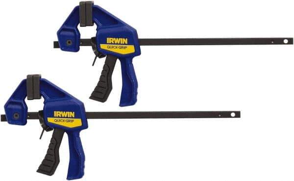 Irwin - 4-1/2" Capacity, 1-3/16" Throat Depth Carbon Steel Bar Clamp - 35 Lb Clamping Pressure - Industrial Tool & Supply