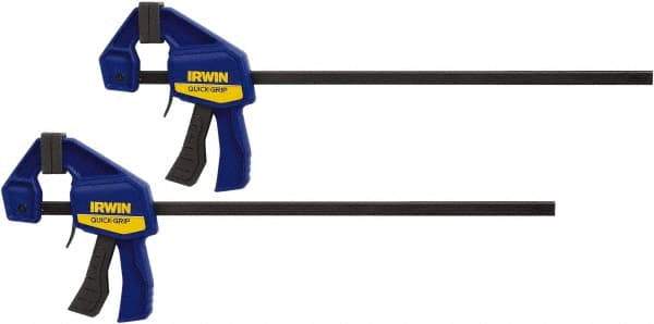 Irwin - 6" Capacity, 2-7/16" Throat Depth Carbon Steel Bar Clamp - 140 Lb Clamping Pressure, 13" OAL - Industrial Tool & Supply