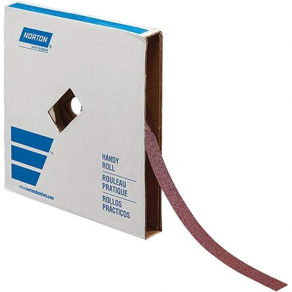Norton - 1" x 50 Yd 60 Grit Aluminum Oxide Shop Roll - J Weighted Backing - Industrial Tool & Supply