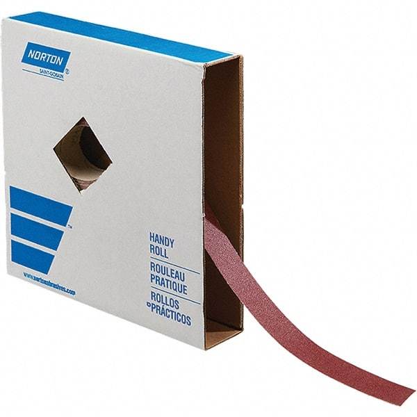 Norton - 1-1/2" x 50 Yd 400 Grit Aluminum Oxide Shop Roll - J Weighted Backing - Industrial Tool & Supply