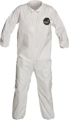 Disposable Coveralls: Size Medium, 1.5 oz, SMS, Zipper Closure White, Serged Seam, Elastic Cuff, Elastic Ankle, ISO Non-Cleanroom Class