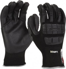 PRO-SAFE - Size XL (10) Nitrile Coated Nylon/Nitrile Work Gloves - Palm & Fingers Coated, Slip-On Cuff, Black, Paired - Industrial Tool & Supply