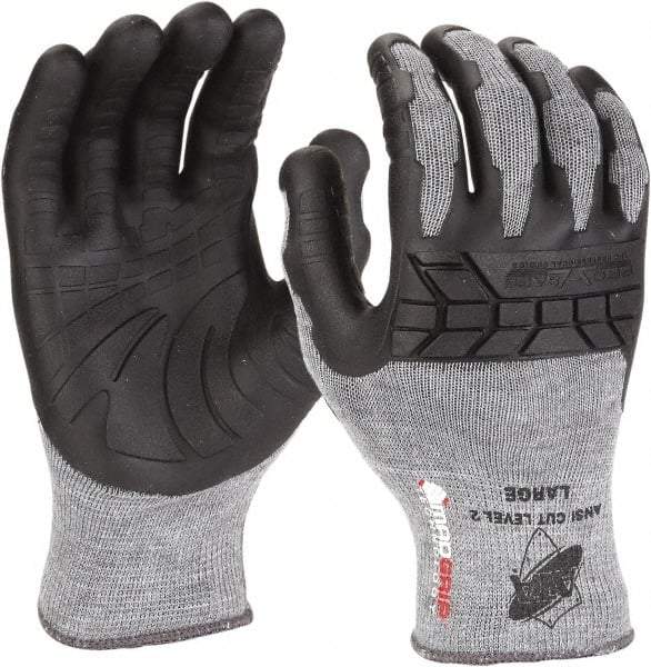 PRO-SAFE - Size XL (10), ANSI Cut Lvl A3, Rubber Coated Cut & Puncture Resistant Gloves - 11" Long, Palm, Fingers & Knuckles Coated, ATA Lining, Slip-On Cuff, Black, Paired - Industrial Tool & Supply