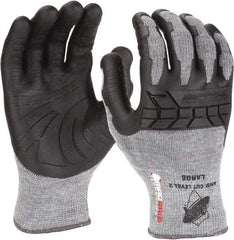 PRO-SAFE - Size XL (10), ANSI Cut Lvl A3, Rubber Coated Cut & Puncture Resistant Gloves - 11" Long, Palm, Fingers & Knuckles Coated, ATA Lining, Slip-On Cuff, Black, Paired - Industrial Tool & Supply