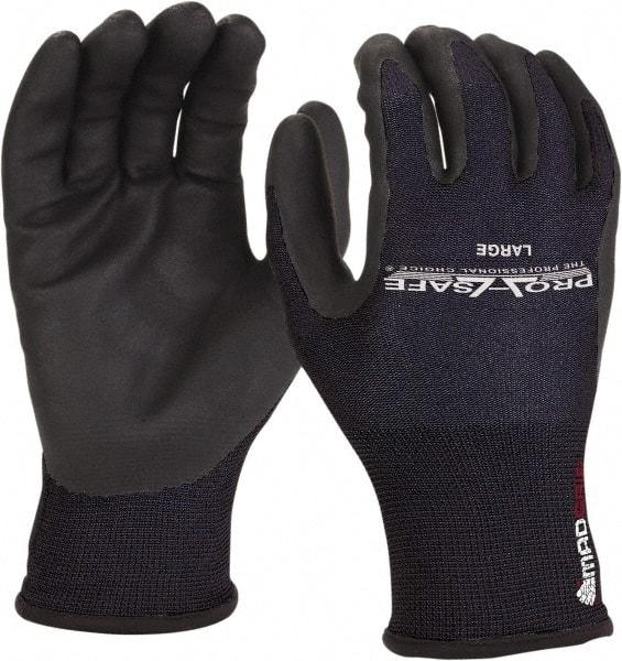 PRO-SAFE - Size 2XL (11) Nitrile Coated Nylon/Nitrile Work Gloves - Palm & Fingers Coated, Slip-On Cuff, Black, Paired - Industrial Tool & Supply