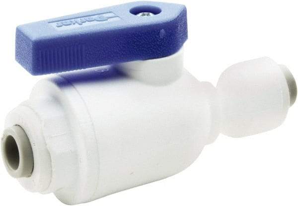 Parker - 1/4 x 3/8" Pipe, Full Port, Polypropylene Valve Union Connector Ball Valve - Bi-Directional, Push-to-Connect x Push-to-Connect Ends, Wedge Handle, 150 WOG - Industrial Tool & Supply