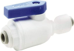 Parker - 1/4 x 3/8" Pipe, Full Port, Polypropylene Valve Union Connector Ball Valve - Bi-Directional, Push-to-Connect x Push-to-Connect Ends, Wedge Handle, 150 WOG - Industrial Tool & Supply