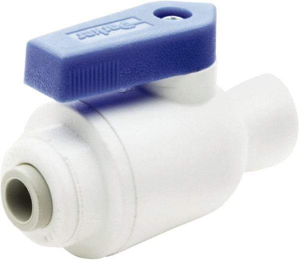 Parker - 3/8" Pipe, Full Port, Polypropylene Valve Female Connector Ball Valve - Bi-Directional, Push-to-Connect x FNPT Ends, Wedge Handle, 150 WOG - Industrial Tool & Supply