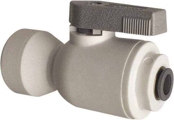 Parker - 3/8" Pipe, Full Port, Polypropylene Valve Female Connector Ball Valve - Bi-Directional, Push-to-Connect x FNPT Ends, Wedge Handle, 150 WOG - Industrial Tool & Supply