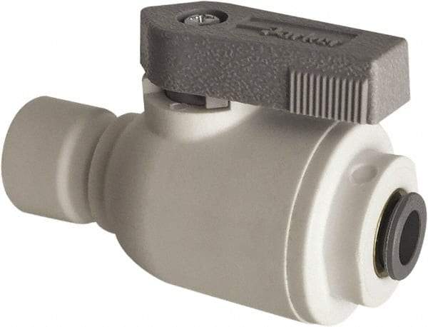 Parker - 1/4" Pipe, Full Port, Polypropylene Valve Union Connector Ball Valve - Bi-Directional, Push-to-Connect x Push-to-Connect Ends, Wedge Handle, 150 WOG - Industrial Tool & Supply