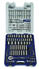 146 Piece - 1/4; 3/8; 1/2" Drive - Socket Set SAE and Metric - Industrial Tool & Supply