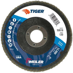 5″ Tiger Disc Abrasive Flap Disc, Angled, Phenolic Backing, 120Z, 7/8″ Arbor Hole - Industrial Tool & Supply