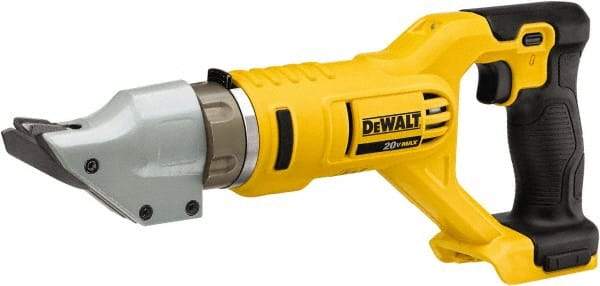 DeWALT - 2,500 SPM, 20 Volt, Pistol Grip Handle, Handheld Cordless Shear - 14 Gauge (Steel) & 16 Gauge (Stainless Steel) Cutting Capacity - Industrial Tool & Supply