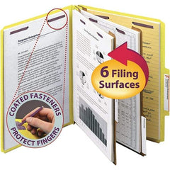 SMEAD - 11-5/8 x 9-1/2", Letter Size, Yellow, Classification Folders with Top Tab Fastener - 23 Point Stock, Right of Center Tab Cut Location - Industrial Tool & Supply