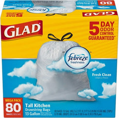 Glad - Pack of (80) 13 Gal 0.95 mil Household/Office Trash Bags - Industrial Tool & Supply