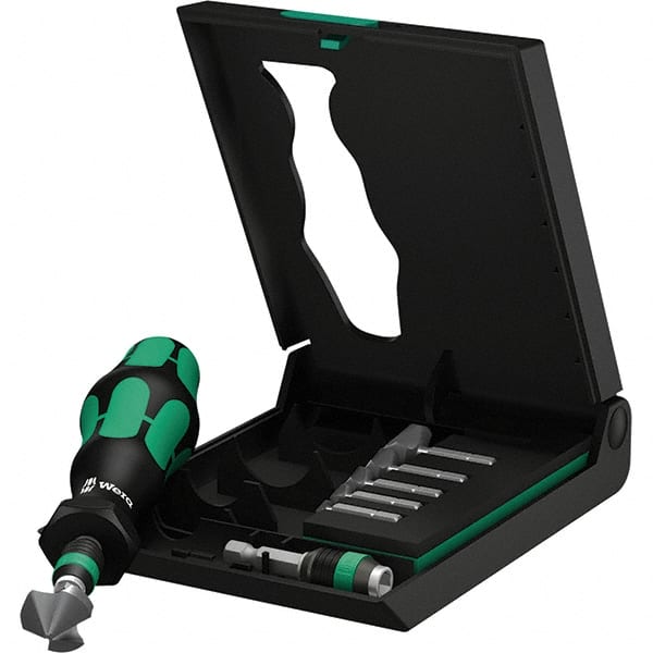 Wera - 8 Piece, 1/4 to 13/16" Head Diam, 0 to 90° Included Angle, Three Flute Countersink Set - Industrial Tool & Supply