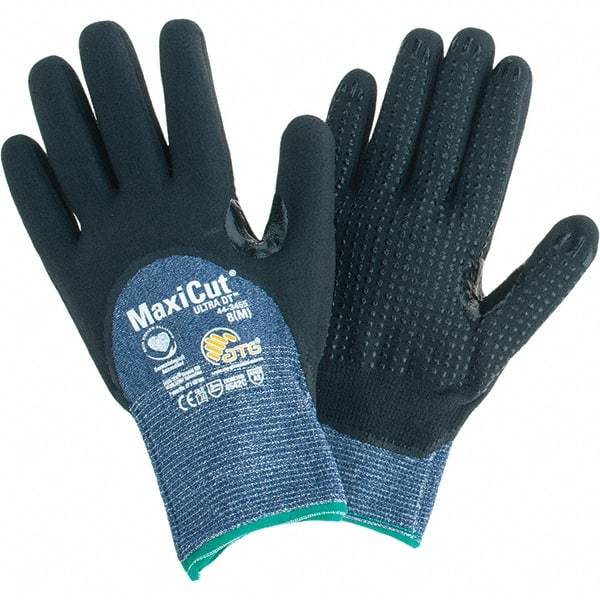 ATG - Size M, ANSI Cut Lvl A3, Cut Resistant Gloves - Palm, Fingers & Knuckles Coated, Blue/Black - Industrial Tool & Supply