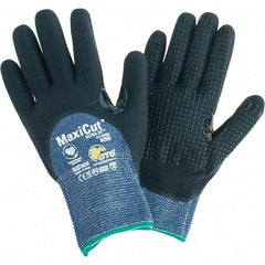 ATG - Size M, ANSI Cut Lvl A3, Cut Resistant Gloves - Palm, Fingers & Knuckles Coated, Blue/Black - Industrial Tool & Supply