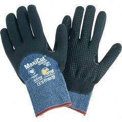 ATG - Size L, ANSI Cut Lvl A3, Cut Resistant Gloves - Palm, Fingers & Knuckles Coated, Blue/Black - Industrial Tool & Supply