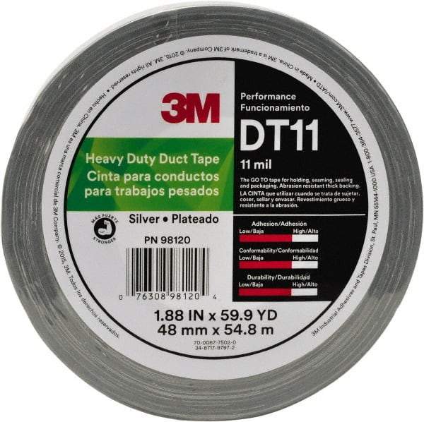 3M - 2" x 32m Black Duct Tape - 17 mil, Rubber Adhesive, Polyethylene Film Backing, Series DT17 - Industrial Tool & Supply