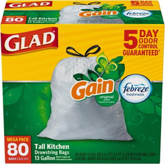 Glad - Pack of (80) 13 Gal 0.95 mil Household/Office Trash Bags - Industrial Tool & Supply