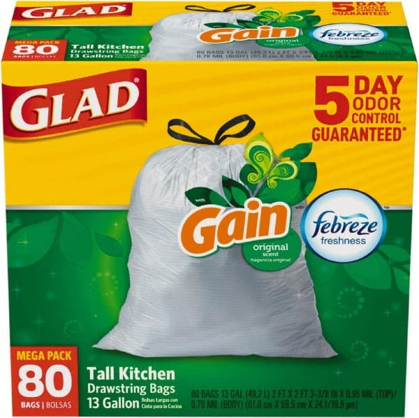 Glad - Pack of (3) 80-Count 13 Gal 0.95 mil Household/Office Trash Bags - Industrial Tool & Supply