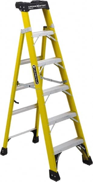 Louisville - 7 Steps, 8' High, Type IAA Rating, Fiberglass Step Ladder - Industrial Tool & Supply