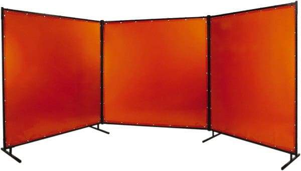 Steiner - 6' Wide x 6' High, 40mm Thickness, Transparent Vinyl Portable Welding Screen - Orange - Industrial Tool & Supply