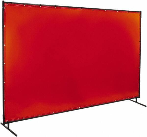 Steiner - 6' Wide x 10' High, 40mm Thickness, Transparent Vinyl Portable Welding Screen - Orange - Industrial Tool & Supply