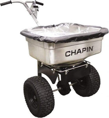 Chapin - 100 Lb Stainless Steel Walk Behind Broadcast Landscape Spreader - 14" Pneumatic Wheels - Industrial Tool & Supply