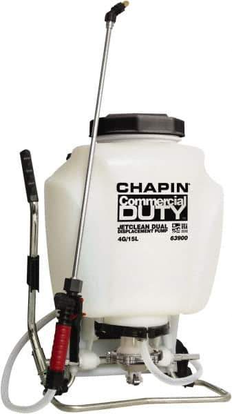 Chapin - 4 Gal Chemical Safe Garden Backpack Sprayer - Use with Cleaners/Degreasers, Polyethylene Tank, Wide Mouth, Reinforced Hose - Industrial Tool & Supply