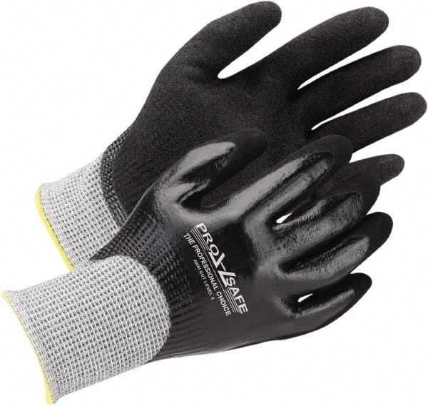 PRO-SAFE - Size XL (10), ANSI Cut Lvl A5, Abrasion Lvl 4, Nitrile Coated Cut & Puncture Resistant Gloves - Palm, Fingers, Knuckles Coated, ATA/HPPE Blend Lining, Black, Paired - Industrial Tool & Supply