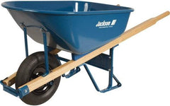 Jackson Professional Tools - 6 Cu Ft Capacity Wheelbarrow with 16" Pneumatic Wheel - Wood Handle, 58-3/4" Long x 25-1/2" Wide x 27" High, Blue - Industrial Tool & Supply