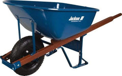 Jackson Professional Tools - 6 Cu Ft Capacity Wheelbarrow with 16" Pneumatic Wheel - Wood Handle, 58-3/4" Long x 25-1/2" Wide x 27" High, Blue - Industrial Tool & Supply