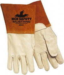 MCR Safety - Size M Unlined Goatskin Welding Glove - 9" OAL, Gauntlet Cuff, Wing Thumb, For MIG/TIG - Industrial Tool & Supply