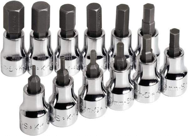 SK - 12 Piece 3/8" Drive Metric Hex Bit Socket Set - 2 to 12mm Hex - Industrial Tool & Supply