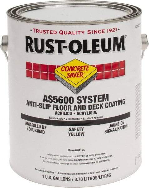 Rust-Oleum - 1 Gal Safety Yellow Gloss Finish Antislip Coating - 60 to 70 Sq Ft per Gal, Interior/Exterior - Industrial Tool & Supply
