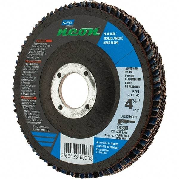 Norton - Flap Disc - Fiberglass Backing, Arbor Attaching System - Industrial Tool & Supply
