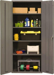 Durham - 4 Shelf Locking Storage Cabinet - Steel, 36" Wide x 18" Deep x 84" High, Gray - Industrial Tool & Supply