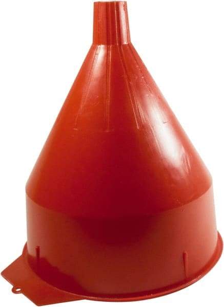 Funnel King - 6 Qt Capacity Polyethylene Funnel - 8-1/4" Mouth OD, 1-5/16" Tip OD, 1-5/8" Straight Spout, Red - Industrial Tool & Supply