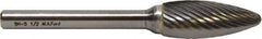 M.A. Ford - 1/2" Cut Diam, 1/4" Shank Diam, Flame Head Double Cut Burr - Carbide, Radius End, 1-1/4" LOC, 6-1/4" OAL - Industrial Tool & Supply