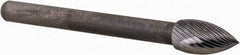 M.A. Ford - 3/16" Cut Diam, 1/8" Shank Diam, Flame Head Double Cut Burr - Carbide, Radius End, 3/8" LOC, 1-1/2" OAL - Industrial Tool & Supply