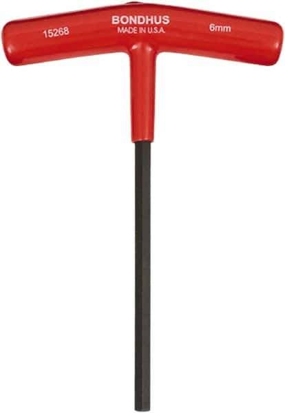 Bondhus - 6mm Hex, T-Handle Cushion Grip, Hex Key - 6" OAL, Protanium High Torque Steel, Metric System of Measurement - Industrial Tool & Supply